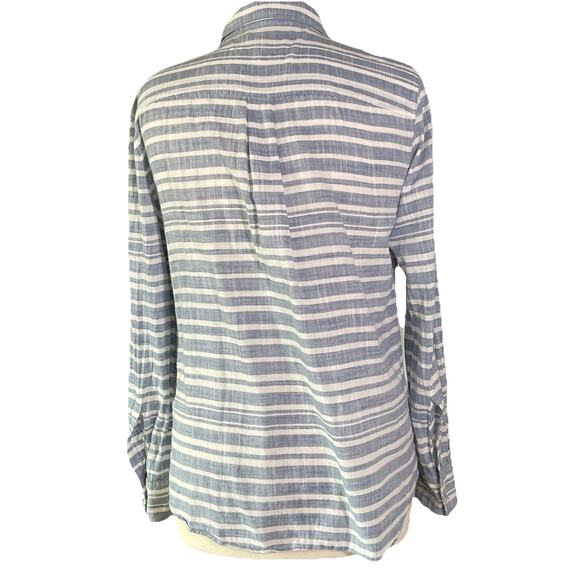 J. Crew Blue & White Stripe Lightweight Long Sleeve Button Down Shirt Size M - Picture 4 of 5